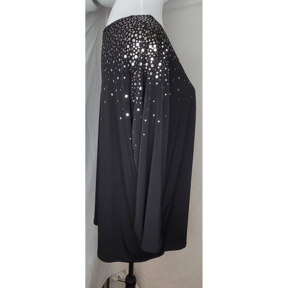 Susan Graver Womens Top Size 1X Black Sequin Tunic Sparkle Glam Holiday - Picture 4 of 7